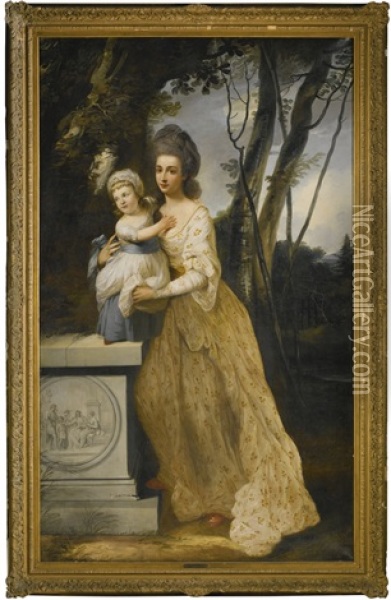 Portrait Of A Lady And Her Child Oil Painting - Francis Cotes