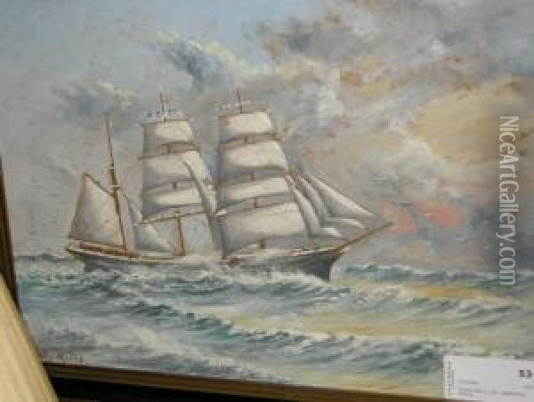 Segelfartyg Oil Painting - Gustav Oscar Bjorck