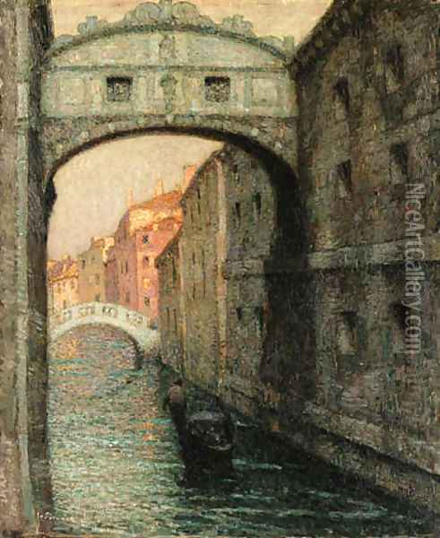 Venise, Le Pont des Soupirs (The Bridge of Sighs) Oil Painting - Henri Eugene Augustin Le Sidaner