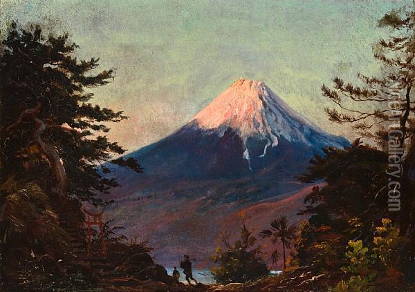 A View Of Mount Fuji, Japan Oil Painting - Charles A., Wirgman Jnr.