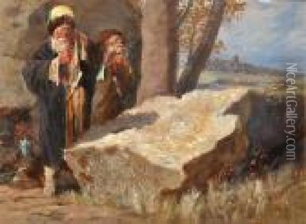 Oldmen Mourning Oil Painting - Joseph I Von Berres