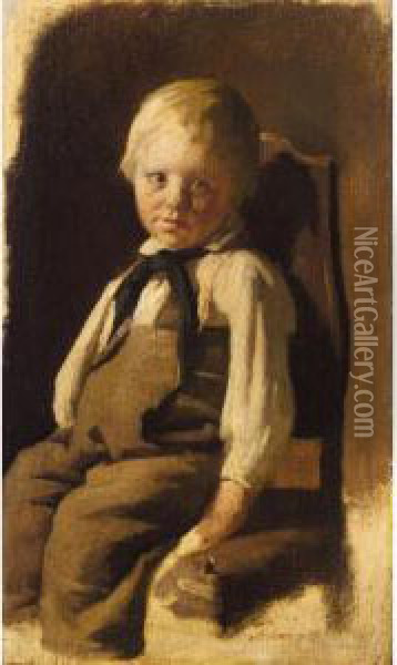 Bauernjunge Auf Einem Stuhl Sitzend (boy On A Chair) Oil Painting - Wilhelm Leibl
