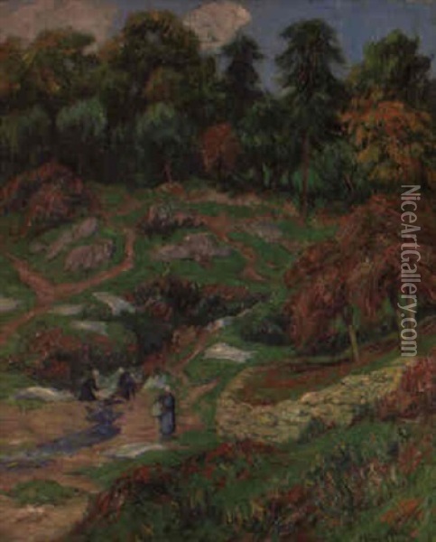 Le Lavoir A Doelan, Finistere Oil Painting - Henry Moret