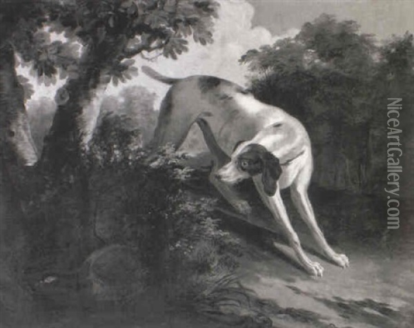 A Hound In A Landscape Oil Painting - Jean-Baptiste Oudry