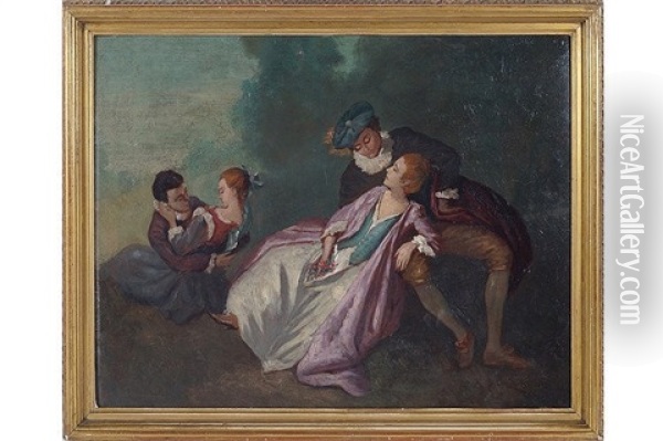 The Lovers Oil Painting - Jean-Antoine Watteau