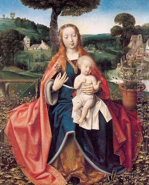 The Virgin and Child in a Landscape 1505 Oil Painting - Jan Provost