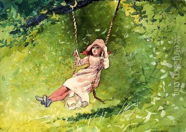 Girl on a Swing Oil Painting - Winslow Homer
