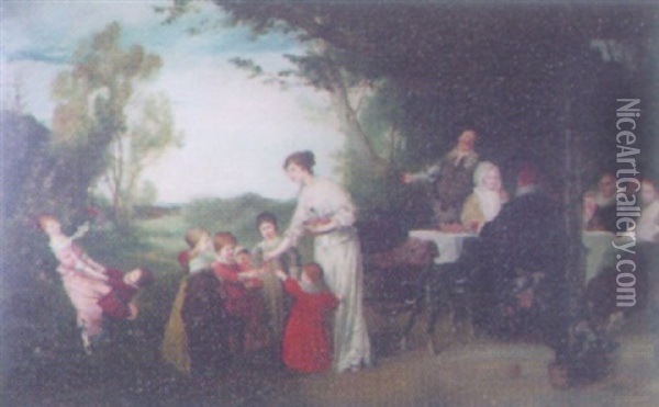 Family Group Oil Painting - Friedrich August von Kaulbach