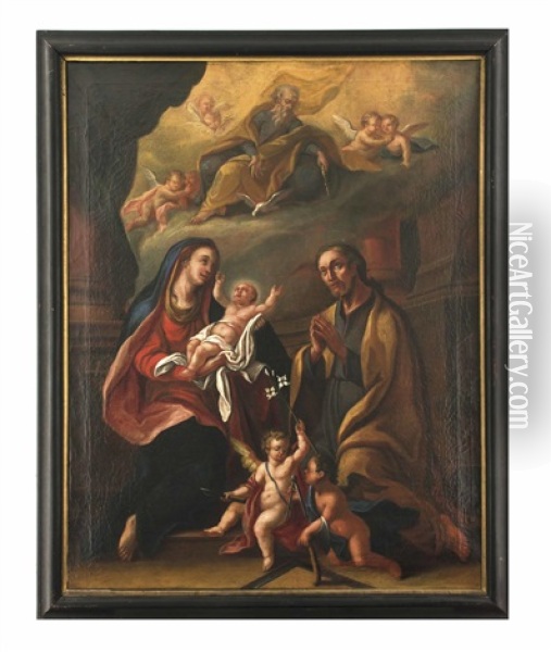 Heilige Familie Mit Engeln Oil Painting - Paul Troger