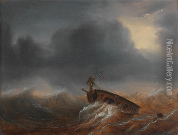 Shipwrecked On The High Seas Oil Painting - Jean-Antoine-Theodore Giroust