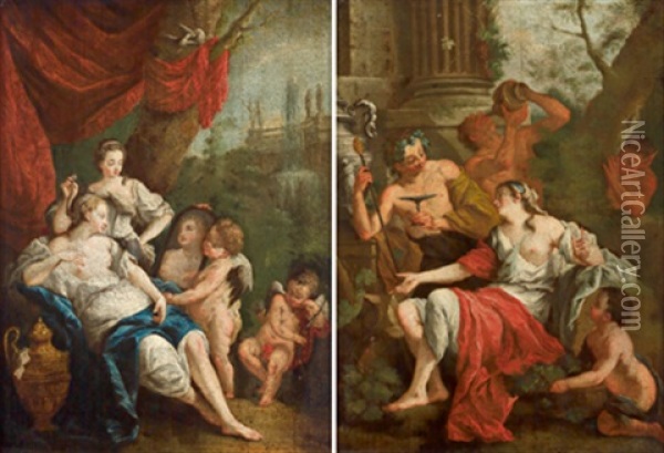 Venus Sich Im Spiegel Betrachtend Und Amoretten (+ Bacchus Und Ariadne; Pair) Oil Painting - Gerard de Lairesse