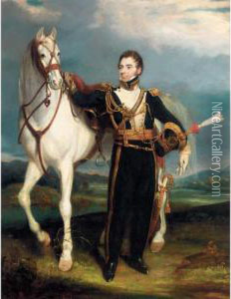 Portrait Of A Cavalry Officer Oil Painting - Henry Martens