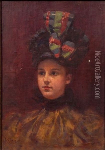 Portrait Of A Woman With A Hat Oil Painting - Hugo Breul