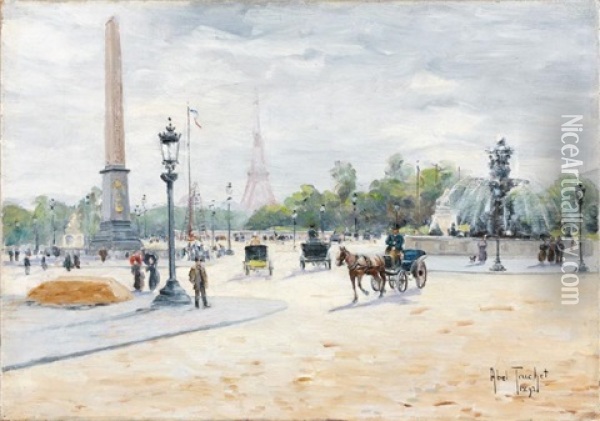 Place De La Concorde Oil Painting - Louis Abel-Truchet