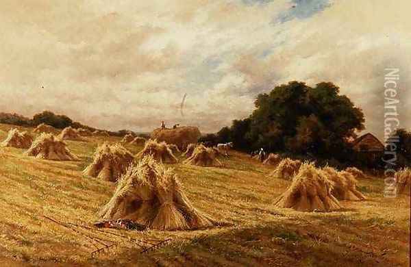 A Surrey Cornfield, near Reigate Oil Painting - Henry Hillier Parker