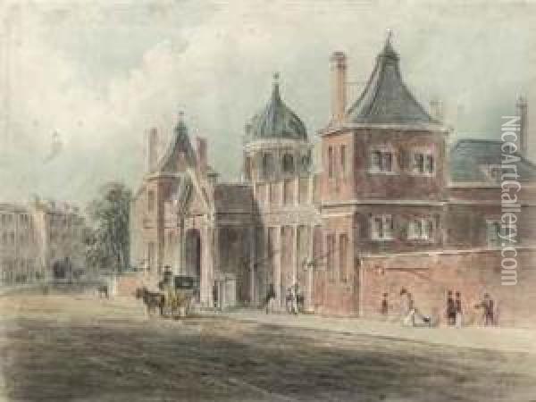 Montague House, The Original Building Housing The British Museum,london Oil Painting - George Sidney Shepherd