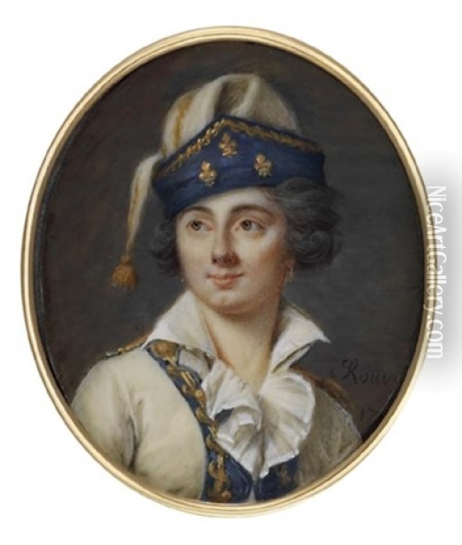 Louis-marie Dulieu De Chenevoux In The Uniform Of The Regiment Du Roy Infanterie Oil Painting - Pierre Rouvier