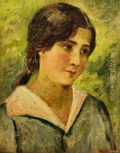 Portrait De Femme Oil Painting - Henri Ottmann