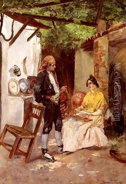 A Flirtation Oil Painting - Vicente de Parades