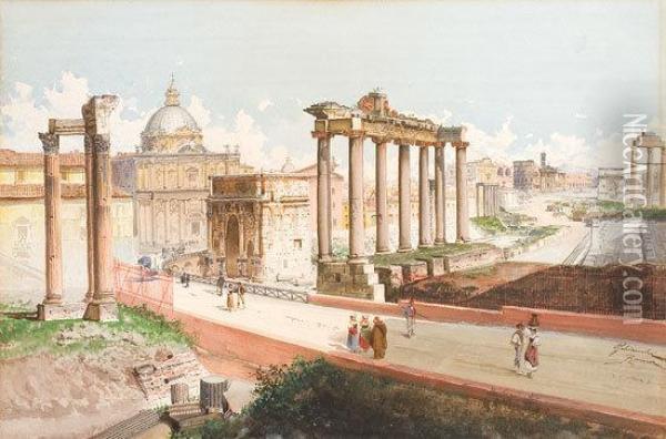 Roma, Il Foro Romano Oil Painting - Federico Schianchi