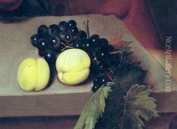 The Sick Bacchus, detail of peaches and grapes, 1591 Oil Painting - Caravaggio