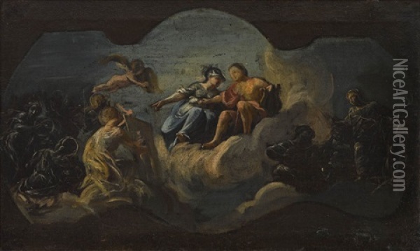 Minerva Empfiehlt Apoll Die Sieben Freien Kunste Oil Painting - Bartholomaeus Altomonte