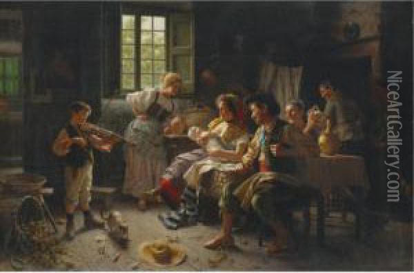 Admiring The Baby Oil Painting - Giovanni Battista Torriglia