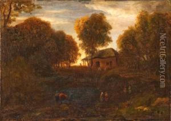 Bauernhaus Zwischen Baumen Oil Painting - Philipp Roth