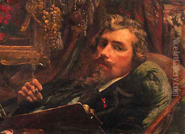 Portrait of the Belgian painter Edward van Ryswyck Oil Painting - Johannes Cornelius Neervoort