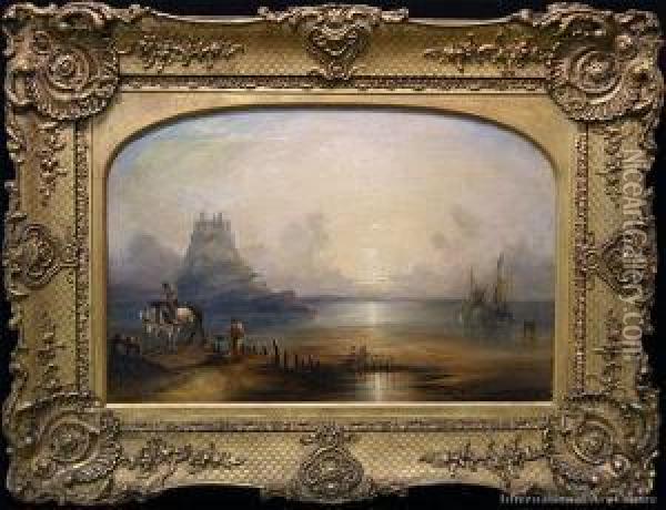 Sunset Holy Island - Lindisfarne Oil Painting - John R. Prentice