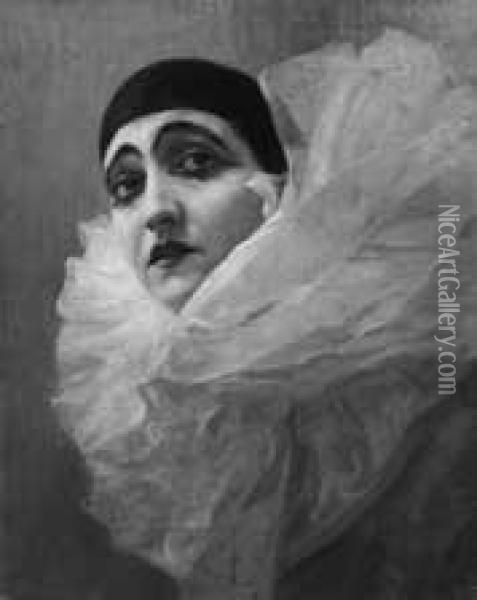 Pierrot Oil Painting - Luigi Morgari