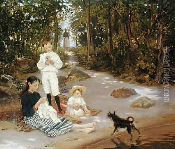Artists Family 1880s Oil Painting - Ernst Friedrich von Liphardt
