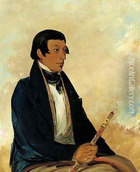 Kee-món-saw, Little Chief, a Chief Oil Painting - George Catlin
