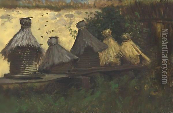 Bees, Honey And Pots Oil Painting - Albert Bierstadt