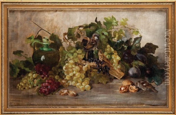 Martwa Natura Z Winogronami Oil Painting - Jozef Wodzinski