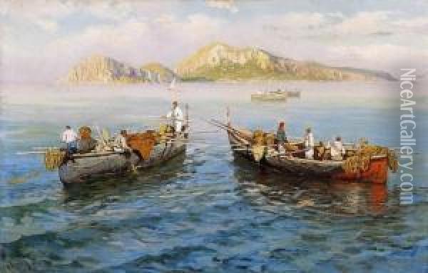 Fishing In Naples Oil Painting - Giuseppe Giardiello