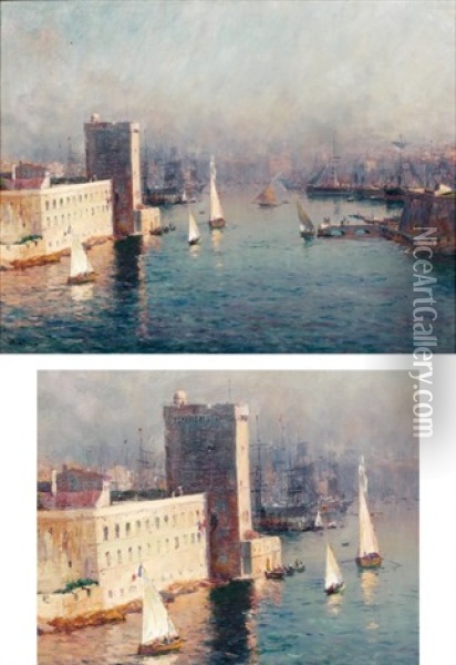 L'entree Du Port De Marseille Oil Painting - Jean Baptiste Olive