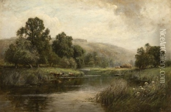 The Thames Near Pangbourne Oil Painting - Henry John Kinnaird