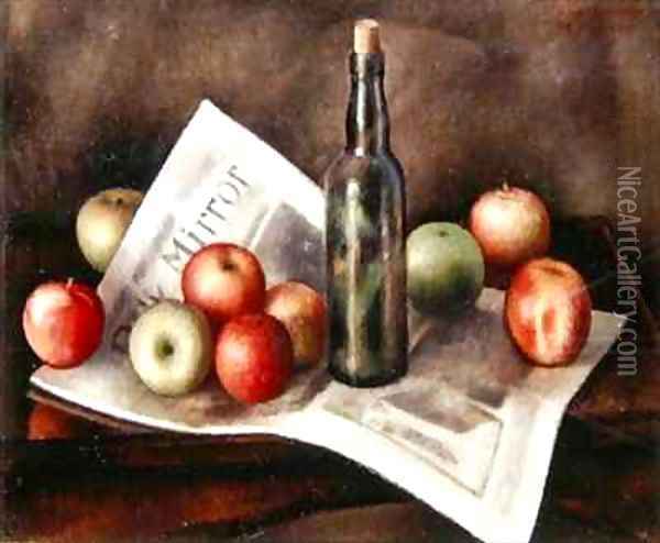 Still life with apples Oil Painting - Mark Gertler