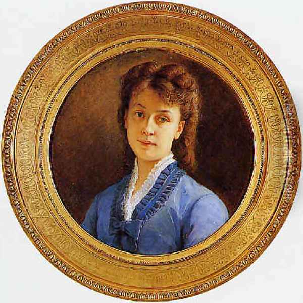 Jeune femme en bleu 1872 Oil Painting - Felix-Joseph Barrias