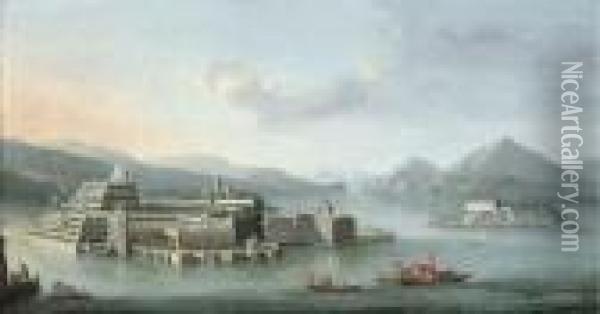 Lake Maggiore With The Isola Bella, And The Isola Dei Pescatoribeyond Oil Painting - Antonio Joli