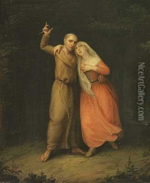 Abelard Og Eloise Oil Painting - Erik Pauelsen