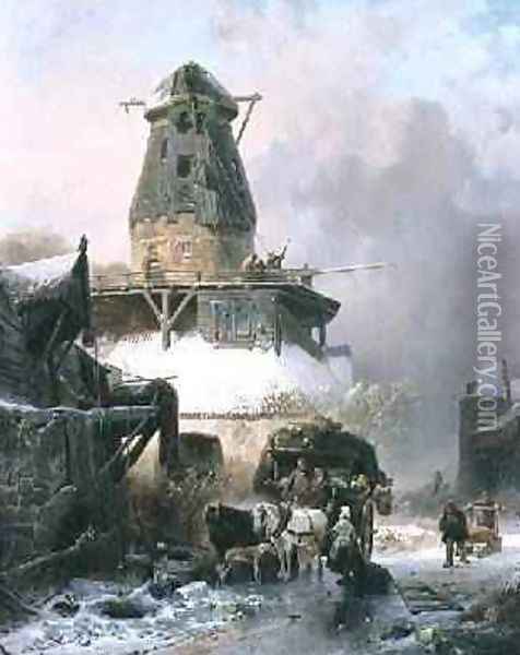 The Old Mill 1838 Oil Painting - Wijnandus Johannes Josephus Nuyen