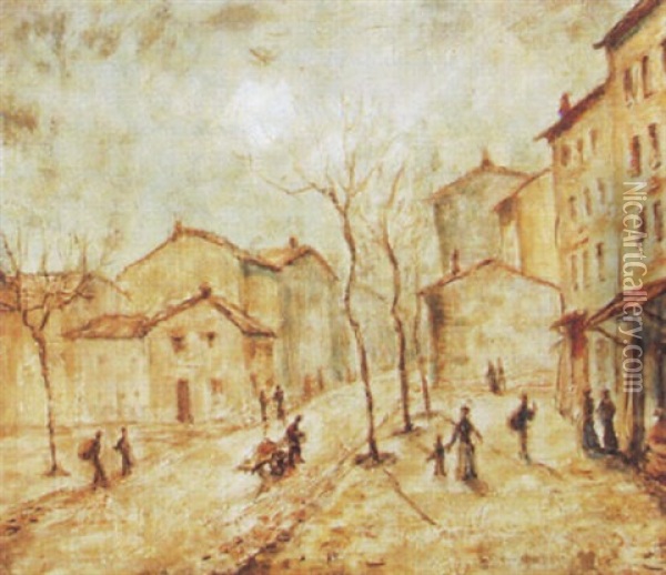 Rue Animee A Lyon Oil Painting - Louis-Hilaire Carrand