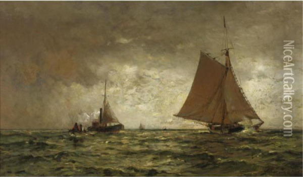On The High Seas Oil Painting - Arthur Quartley