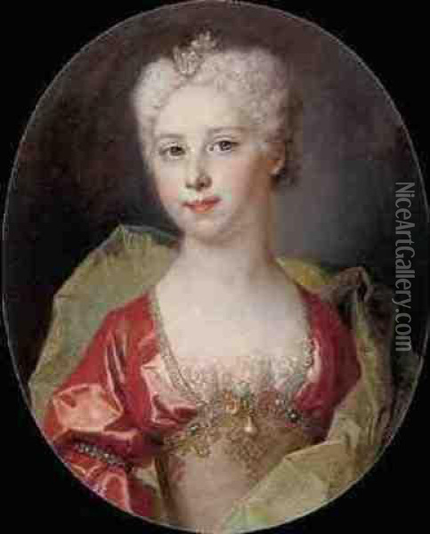 Portrait Of Marie-elisabeth Pommyer (born Circa 1712) Oil Painting - Nicolas de Largillierre