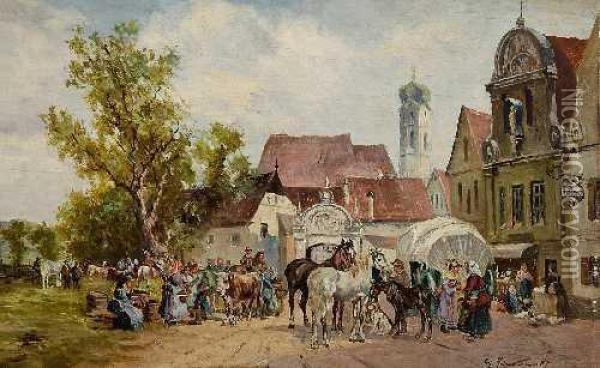 Marktszene Oil Painting - Georg Hemmrich
