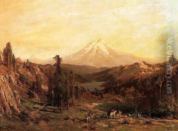 Mount Shasta and Castle Lake, California Oil Painting - Thomas Hill