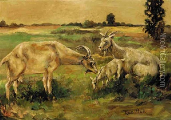 A Family Of Goats Oil Painting - Frederick Hall