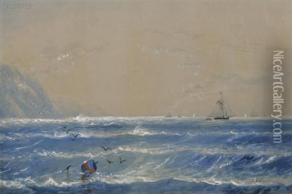 Sailboats Off The Coast Oil Painting - Edmund Darch Lewis